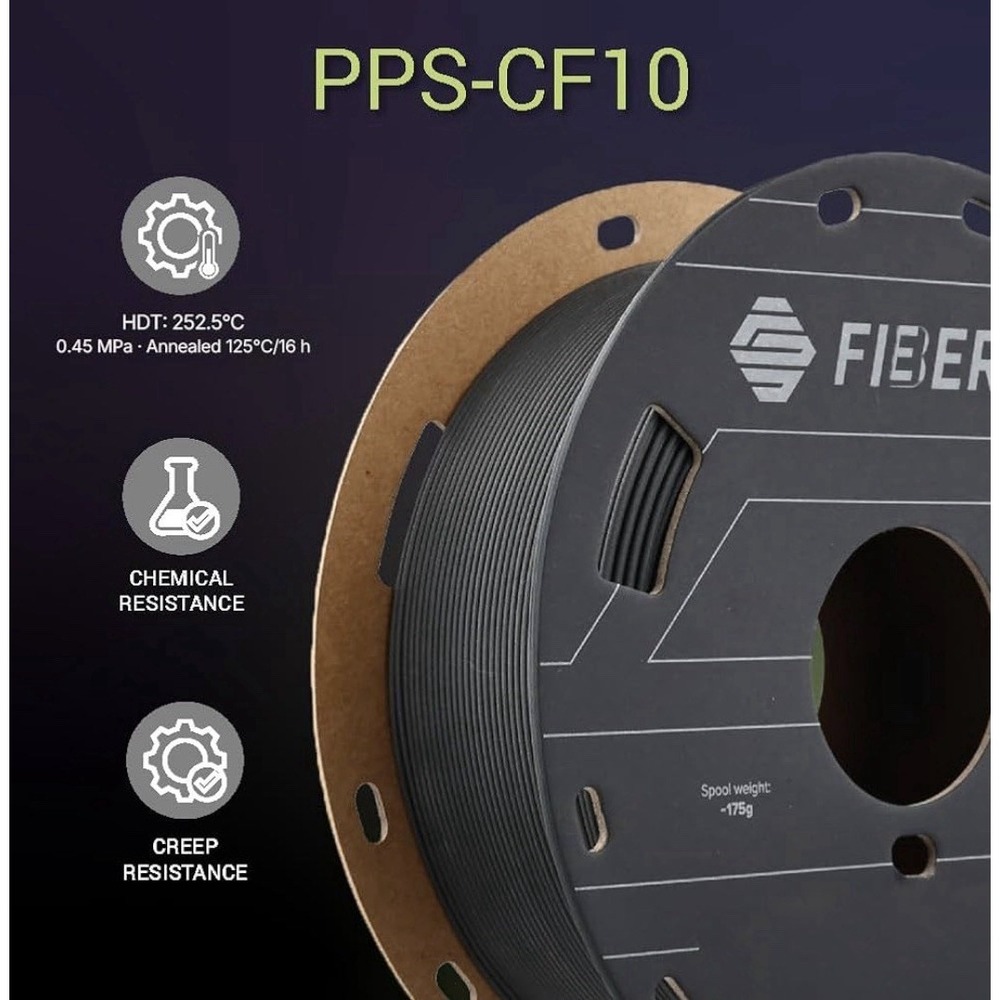 Polymaker Fiberon PPS-CF10 Carbon Fiber PPS 3D Filament Black 1.75mm 3kg Spool
